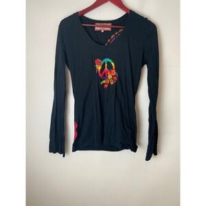 Johnny Was JWLA Peace Sign Back Top S Small READ